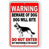 Beware Of German Shepard Dog Will Bite Do Not Enter Metal Sign Security