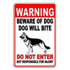 Beware Of Dog Warning Dog Will Bite Do Not Enter Security Trespass