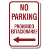 Bilingual No Parking Sign with Arrow Left