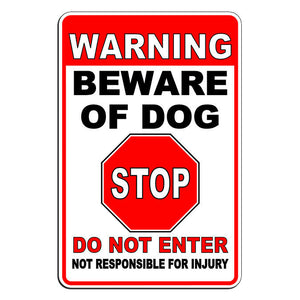 Beware Of Dog Warning Stop Do Not Enter Caution Security