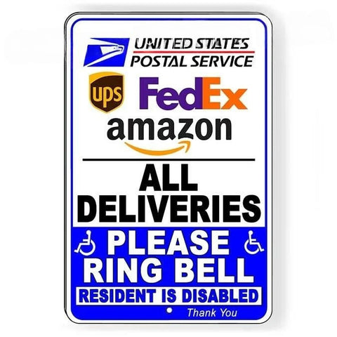 Image of Deliver Packages Here Ring Bell Resident Disabled Sign
