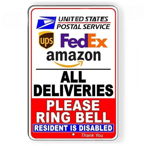 Image of Deliver Packages Here Ring Bell Resident Disabled Sign