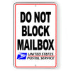 Do Not Block Mailbox USPS Metal Sign no parking SDNB020
