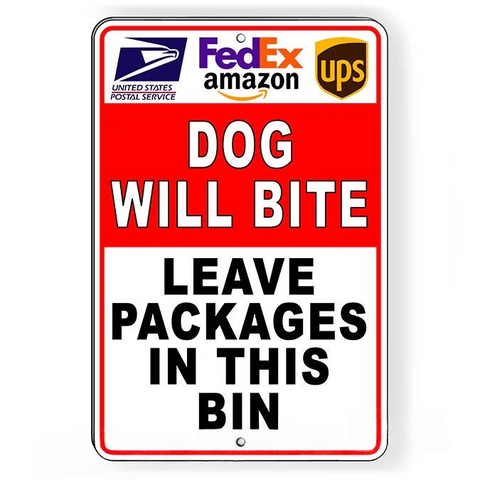Image of Dog Will Bite Keep Away From Fence Sign