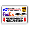 Please Deliver Packages Here Arrows Down Metal Sign USPS UPS FEDEX SI148
