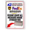 Please Leave All Packages Inside Storage Box Arrow Left Sign Metal deliver SI238