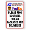 Ring Doorbell For All Packages And Deliveries Sign Metal USPS UPS SI093