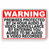 Warning Premises Under 24 Hr Audio Video Surveillance Metal Sign