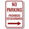 Bilingual No Parking Sign with Arrow Right