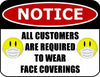 19Covid All Customers Are Required To Wear Face Coverings Laminated Sign