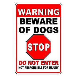 Beware Of Dogs Warning Stop Do Not Enter Caution Security