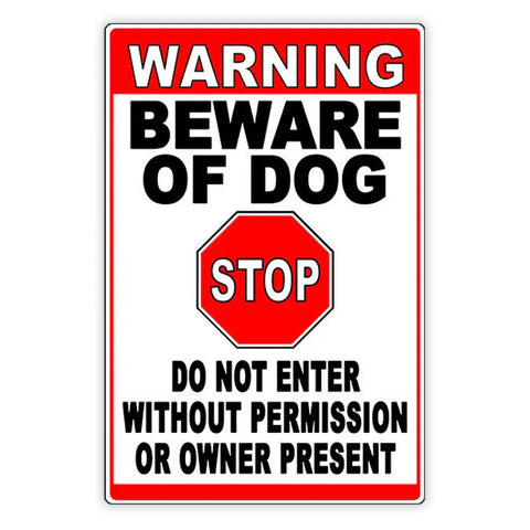 Image of Beware Of Dog Stop Do Not Enter Without Permission Sign