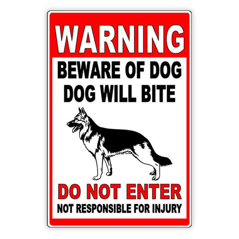 Image of Beware Of Dog Dog Will Bite Do Not Enter Sign