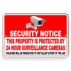 SECURITY NOTICE THIS PROPERTY IS PROTECTED BY 24 HOUR VIDEO SURVEILLANCE CAMERAS VIOLATORS WILL BE PROSECUTED