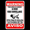Warning Security 24 Hour Video Surveillance Camera Sign English/spanish
