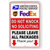 Deliveries Do Not Knock No Soliciting Leave All Packages Metal Sign USPS