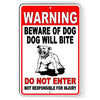 Warning Sign Beware Of Dog Do Not Enter Dog Will Bite Metal Sign