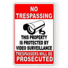 DECAL NO TRESPASSING PROPERTY PROTECTED VIDEO SURVEILLANCE SECURITY CCTV