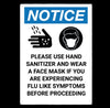 Caution Notice Sign wear mask wash hands wall car new
