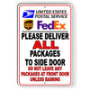 Deliver All Packages To Side Door Do Not Leave At Front Unless Raining