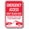 No Parking Signs - Emergency Access Do Not Block Gate