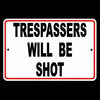 Trespassers Will Be Shot Metal Sign