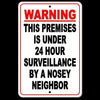 WARNING PREMISES PROTECTED BY 24 HOUR SURVEILLANCE BY A NOSEY NEIGHBOR