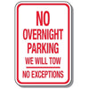 No Parking Signs - No Overnight Parking We Will Tow