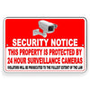 Security Notice This Property Is Protected By 24 Hour Video Surveillance Cameras Violators Will Be Prosecuted