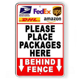 Deliver Packages Here Behind Fence Arrows