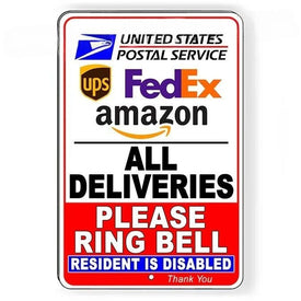 Deliver Packages Here Ring Bell Resident Disabled Sign