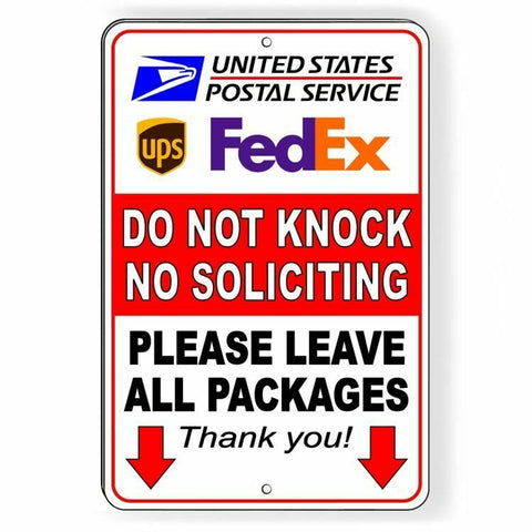 Image of Delivery Do Not Knock Leave Packages No Soliciting Sign