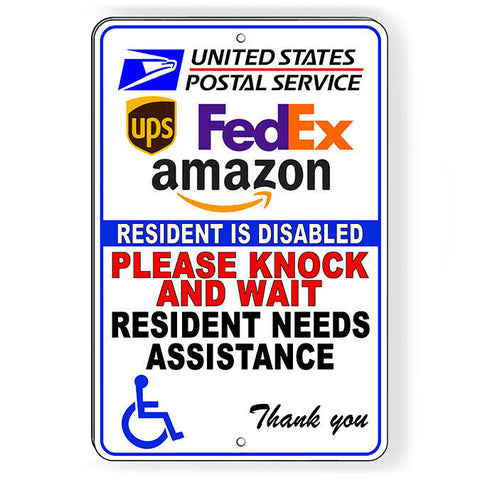 Image of Delivery Handicapped Resident Disabled Knock And Wait Sign