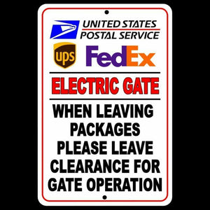 Delivery Leaving Packages Leave Clearance For Gate Sign Metal USPS FEDEX SI023