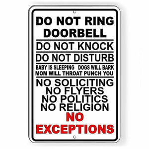 Do Not Ring Doorbell Do Not Disturb Do Not Knock No Soliciting Sign Metal SI129