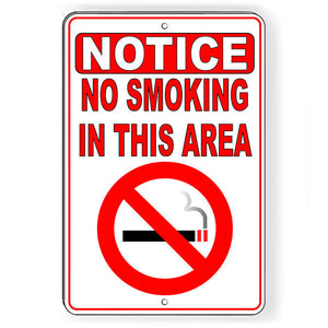 No Smoking In This Area Metal Sign area Vaping WARNING SNS006