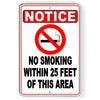 No Smoking Within 25' Of This Area Metal Sign Vaping SNS009