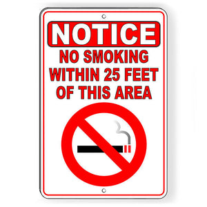 No Smoking Within 25' Of This Area Metal Sign Vaping SNS011