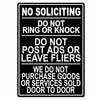 No Soliciting Do Not Ring Knock We Do Not Buy Door To Door Metal Sign MS015