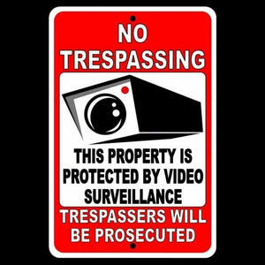 No Trespassing This Property Protected By Video Surveillance Sign Camera snt001