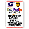 OnTrac USPS Ring Doorbell For Packages And Deliveries Metal Sign SI197