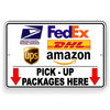 Pick Up Packages Here Arrows Down Metal Sign deliver USPS UPS SI188