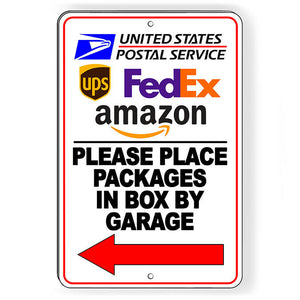 Place Packages In Box By Garage Arrow Left Sign deliver I319