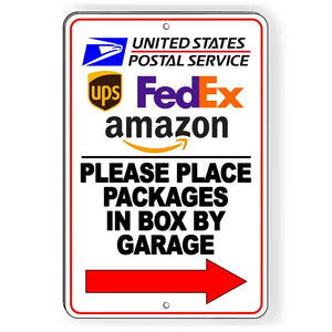 Place Packages In Box By Garage Arrow Right Sign deliver I272