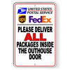 Please Deliver All Packages Inside The Outhouse Door Sign Metal SI125