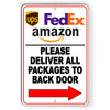 Please Deliver All Packages To Back Door Arrow RightSign Metal 5 SIZESSI233