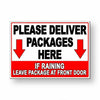 Please Deliver Packages Here If Raining Front Door Sign Metal MS043