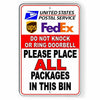 Please Place All Packages In This Bin Do Not Knock Or Ring Bell Sign Metal SI060