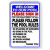 Pool Rules Sign In No Diving Splashing Running Metal Sign caution SD004