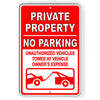 Private Property No Parking Vehicles Towed Metal Sign PP007